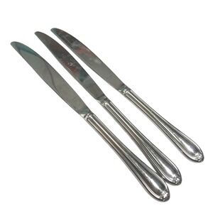 Lenox 9.25" Silver Dinner Knives 3pc Stainless Steel Traditional